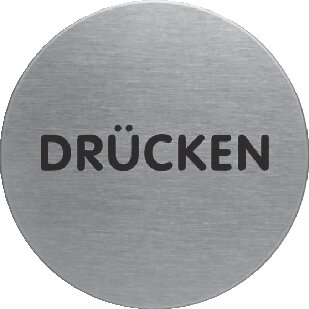 Exemplarische Darstellung: Hinweisschild "Drücken"