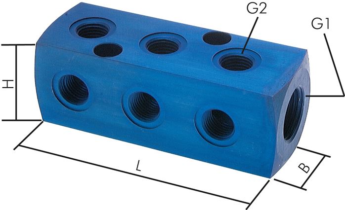 Exemplarische Darstellung: Verteilerblock 9-fach, Aluminium